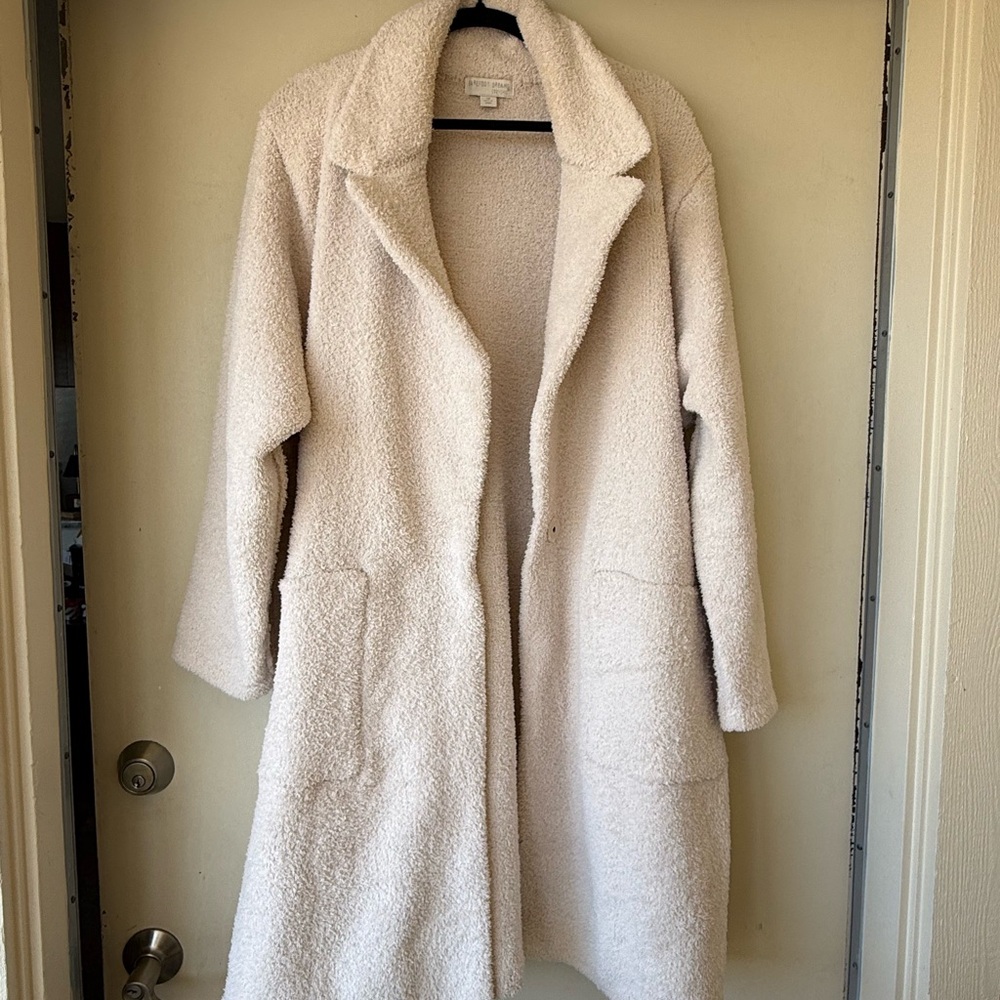 Barefoot Dreams Teddy Fleece Long Coat - Cream